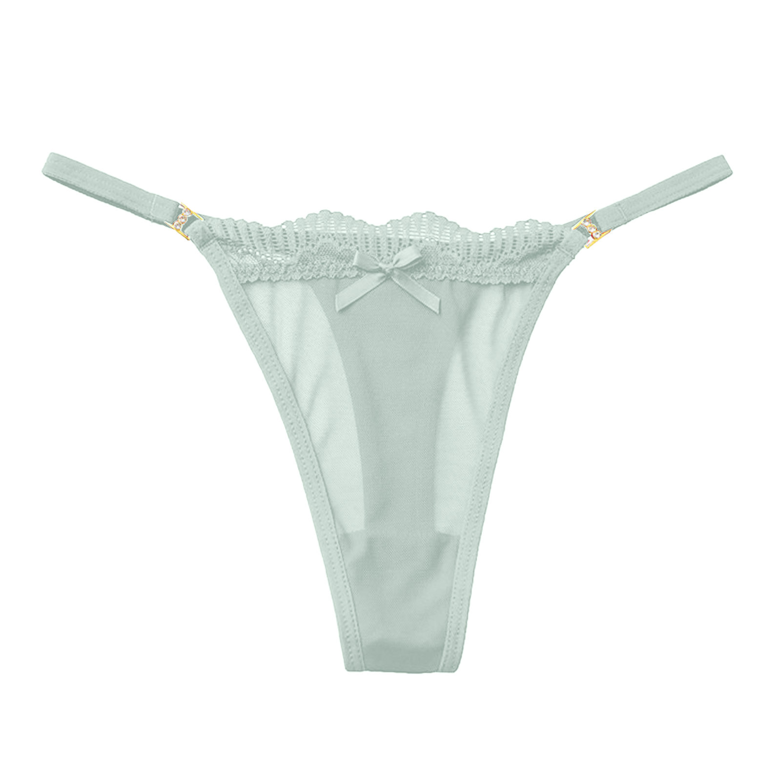 thumbnail image 4 of Braguitas de malla con lazo sexy para mujer - Poliéster, encaje transparente, sin costuras, para verano/primavera, lavado a mano, tallas S/M/L, 4 of 4